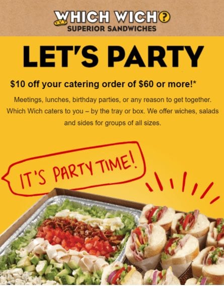10 off your catering order of 60 or more